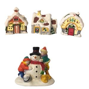 1996 NOMA Santa Town North Pole Christmas Village 1994 Lemax Snowman Children